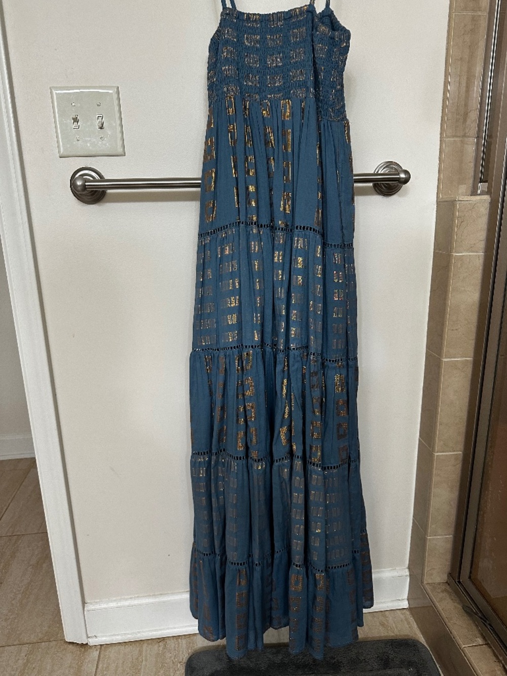 Guadalupe Bohemian Maxi Dress with Metallic Geometrics